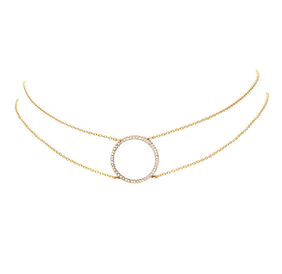 Diamond Circle Choker - Yellow Gold