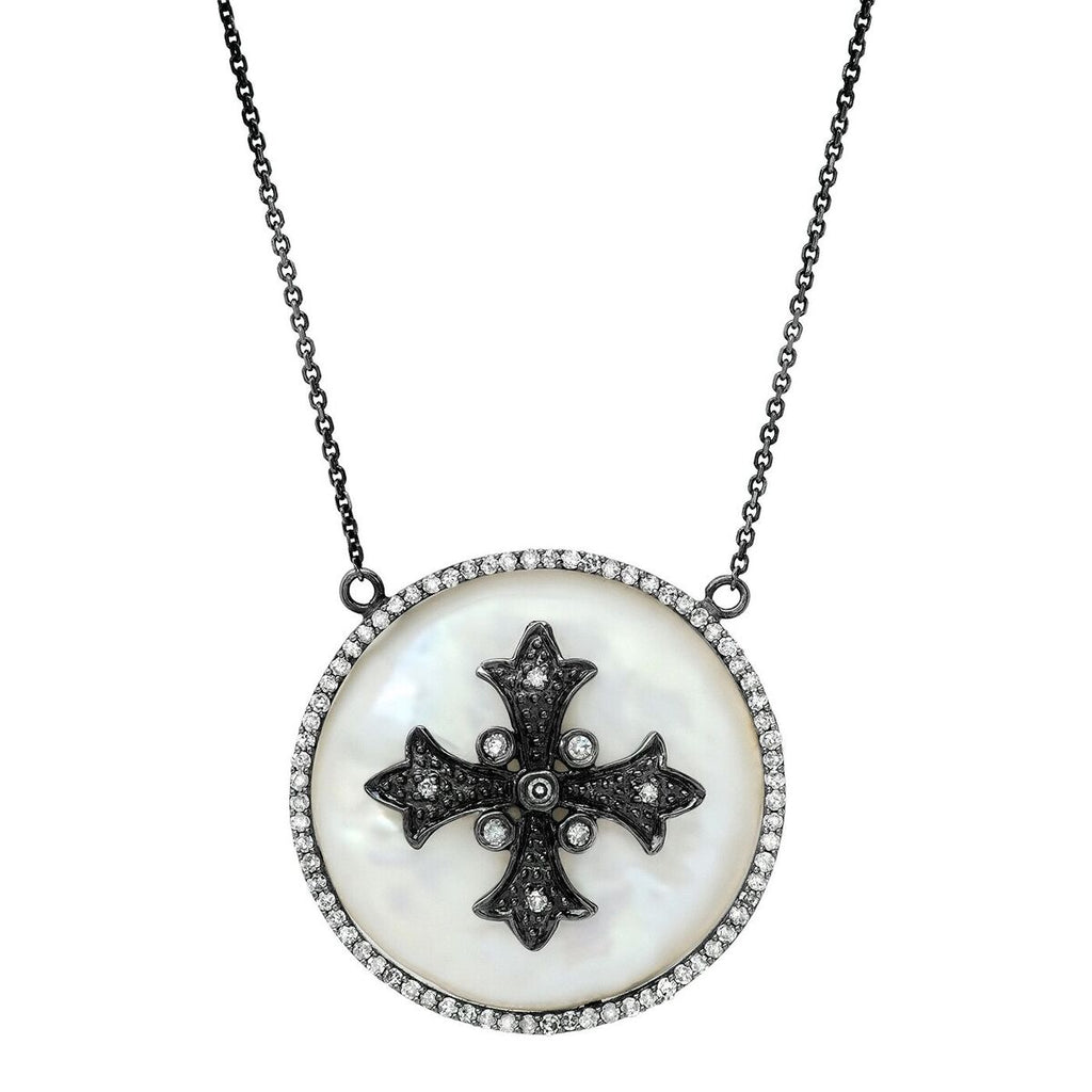 Bezeled Cross Erminee Necklace