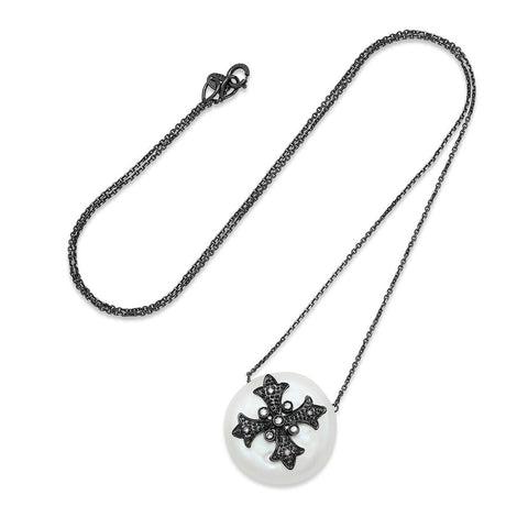 Bezeled Cross Erminee Necklace